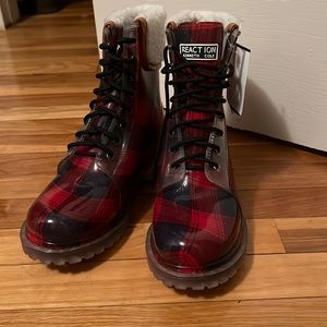 Kenneth Cole plaid rain boots
